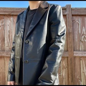 Black leather blazer